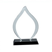 Trophée en cristal transparent en forme de larme, gravure personnalisée du logo et du texte, base noire, cadeau souvenir de reconnaissance des employés d'entreprise