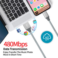 Cable de Carga Rápida USB a 8 Pines de 2.4A con Conductor de Cobre Puro y Trenzado de Nailon para iPhone 14/14 Pro, Impresora, Escáner de Código de Barras - Venta al Por Mayor