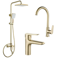 Ensemble de douche carré en laiton brossé sur mesure OEM, fixation murale, avec douchette à jet 3 vitesses haute pression, vente en gros pour salle de bain