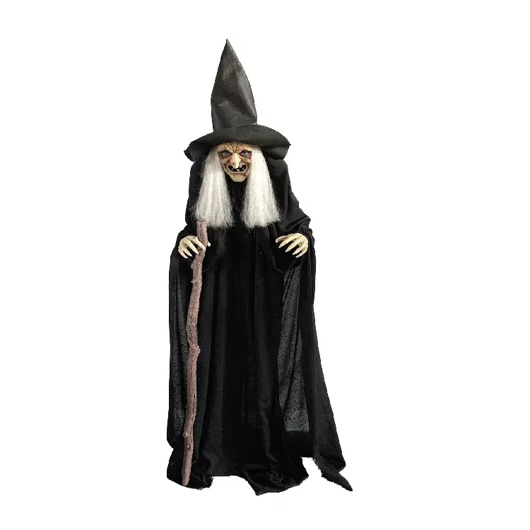 2023 Haunted House Party Creepy Shrilling Sound Standing Witch Animated Halloween Props