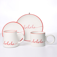 Service de table de Noël personnalisé avec tasses et assiettes en porcelaine fine incassable, option logo personnalisé écologique