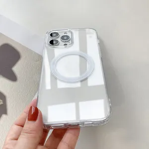 Housse de téléphone magnétique pour iPhone15 14 13 Pro Max Étuis en acrylique transparent magnétique pour iPhone 15 16 Étui de charge sans fil
