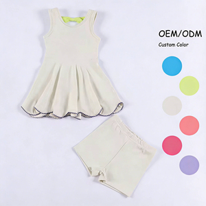 Nouvelle Robe d'été sans manches pour filles, style gilet, avec short intégré, <span class=keywords><strong>ceinture</strong></span> sport, en polyester respirant, col carré, couleur unie personnalisable - Product Image 2