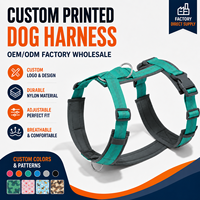 Harnais Réfléchissant Réglable pour Chien avec Anneau en D Avant et Anneau en O Arrière, Harnais Rembourré en Néoprène Doux pour Chiens de Taille Moyenne à Grande