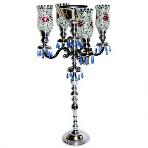 Wholesale <b>Glass</b> 5 Arms Candelabra for Table Decorations Wedding Centerpieces Best Quality Tabletop Centerpieces - Product Image 1