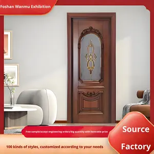 Venta directa de fábrica de Foshan, <span class=keywords><strong>puerta</strong></span> moderna de madera maciza de Congo Sapele para Interior, madera de nogal, Casla, baño, apartamentos, hoteles, villas - Product Image 3