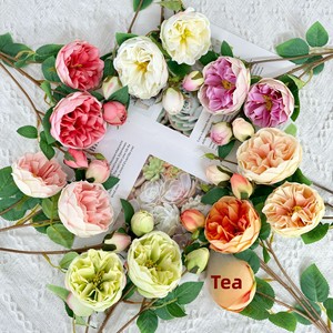 Nuovo Arrivo Transfrontaliero: Composizione Floreale in Stile Austin a 4 Teste, Colori Primaverili, Peonia Occidentale, Centrotavola in Fiori Artificiali Intrecciati - Product Image 2