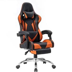 Chaise de jeu Orange <span class=keywords><strong>noir</strong></span> dossier haut de haute qualité chaise de jeu confortable siège en gros de voiture de course OEM personnalisé - Product Image 1