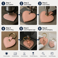 Porte-clés en cuir PU en forme de cœur vierge, gravable avec logo personnalisé, cadeau souvenir Saint-Valentin ou mariage