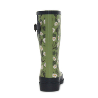 Bottes de pluie antidérapantes pour femmes en caoutchouc naturel, imperméables, mi-mollet, imprimé marguerite, durables, pour le jardin et les travaux extérieurs, vente en gros