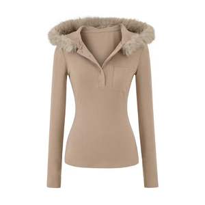 Suéter Casual Elegante de Algodón de Color Sólido, Antiarrugas, Grueso, para Invierno, con Mangas Largas Ajustadas - Product Image 2