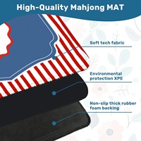 Tapis de jeu de Mahjong floral patriotique de luxe moderne de 31,5 pouces avec base antidérapante en caoutchouc pour Mahjong américain, poker et divertissement