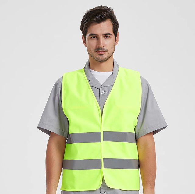 Beckon Custom Fluorescent Yellow Safety Vest with Reflective Stripe for Construction Site Parking Attendants Airport Ground Crew