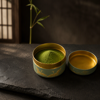 Boîte Ronde Personnalisée en Fer Blanc pour Thé, Contenant Métallique de Luxe avec Grue Dorée pour Thé Matcha en Vrac, Poudre de Thé, Emballage Cadeau