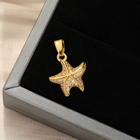 Collier pendentif en cuivre écologique à thème océanique transfrontalier Europe-Amérique, avec étoile de mer à cinq branches