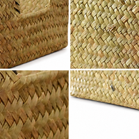 Cesto Retangular de Palha para Armazenamento, Cesto Trançado com Alça, Organizador Boho de Fibra Natural, Atacado OEM, Cesto Trançado