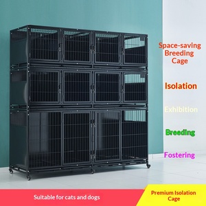 Cage d'élevage et d'hospitalisation pour chats et chiens à deux ou trois étages, pour cliniques vétérinaires et crèches, avec structure en tuyaux galvanisés - Product Image 2