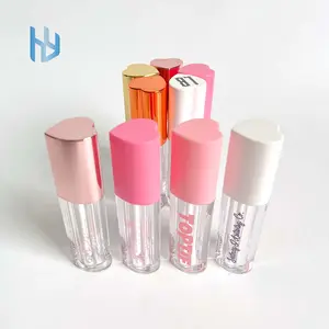 Tersedia Label Pribadi Bentuk Hati Pink Lip Gloss Tabung