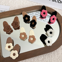 Barrettes à cheveux en velours pour filles, mignonnes et élégantes, avec fleurs, pinces à cheveux, mini pinces à bec de canard, accessoires pour cheveux d'automne et d'hiver