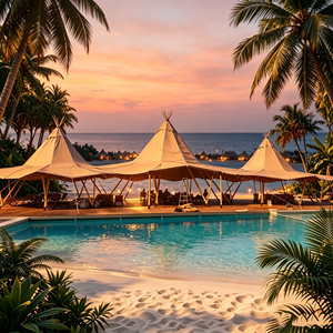 Tente Tipi de Plage Coupe-Vent pour Île Tropicale, <span class=keywords><strong>Abri</strong></span> de Mariage en Plein Air en Bord de Mer - Product Image 1