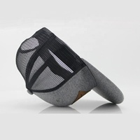Casquette Trucker Personnalisée Style Richardson 112 en Sergé avec Broderie Main et Patch en Cuir, Gris Mélange, Maille Unisexe, Quatre Saisons