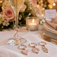 Breloques de verre à vin thème plage tropicale, marqueurs de boisson personnalisés pour l'été, pendentifs flamant rose, feuille, citron pour fêtes de vacances, vente en gros