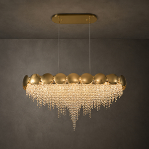 <b>Modern</b> Rectangular Crystal Bead Pendant <b>Light</b> Waterfall Shape Crystal Chandelier For High <b>Ceiling</b> Room - Product Image 1