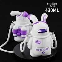 Gourde isotherme pour enfants en acier inoxydable 316 de qualité alimentaire, grande capacité, avec paille, anti-chute, motif lapin de dessin animé