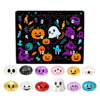 Boîte mystère Halloween Squishy 12 pièces, Calendrier de l'Avent en forme de boulette vapeur, fantôme et citrouille, Jouet anti-stress à rebond lent, 5 à 7 ans