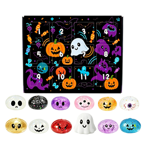 Boîte mystère Halloween Squishy 12 pièces, Calendrier de l'Avent en forme de boulette vapeur, fantôme et citrouille, Jouet anti-stress à rebond lent, 5 à 7 ans - Product Image 6