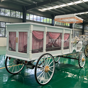 Carruaje Fúnebre Eléctrico Vintage Blanco con Cortinas Rosas y Ventanas, para Transporte Conmemorativo - Product Image 5