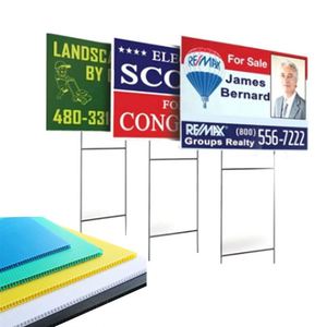 Panneau de campagne électorale personnalisé, impression recto-verso, plastique, 18x24, panneau de jardin vierge en carton ondulé avec piquets en H - Product Image 1