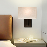 Applique murale ETL pour projet hôtelier, lampe murale de chevet en tissu bronze foncé pour lecture au lit
