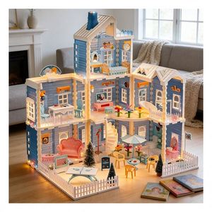Casa de Muñecas de Plástico para Jugar en Interiores con Piscina, Tobogán, Ascensor, Muebles de Mansión, Regalo para Niñas y Niños, Diversión Familiar - Product Image 6