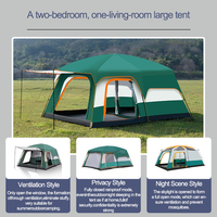 Tente Oxford Spacieuse à Deux Chambres pour Camping Familial et Sorties en Groupe, Quatre Saisons, Double Couche, Étanchéité 1000-1500mm, Pratique