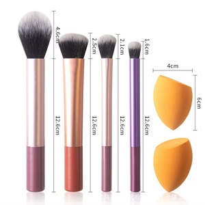 4Pcs Boxed Makeup Brush <b>Set</b> Flat Fan Face Powder Nose Contour Brush Colorful Plastic Handle Ultra Soft Kit - Product Image 2