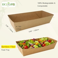 Plateau à salade jetable en pulpe de bambou 5,98"x8,98"x1,85" - Plateau de service alimentaire compostable - Emballage écologique pour la restauration rapide - Vente en gros