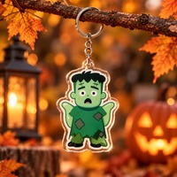 Porte-clés en acrylique et métal motif dessin animé Halloween, Chat noir, Fantôme, Frankenstein, Vampire, Breloque de sac, Pendentif, Accessoire cadeau pour fête et événement festif