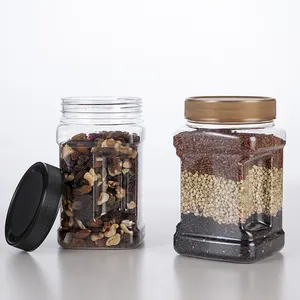 Empty clear plastic jars with screw top lids square food container 750ml 850ml