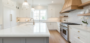 แผ่นหินควอตซ์เวียดนามสีเบจขนาดใหญ่ ดีไซน์โมเดิร์นแบบ 3 มิติ สำหรับโรงแรม ห้องครัว ห้องน้ำ โรงพยาบาล ท็อปโต๊ะเครื่องแป้ง - Product Image 3