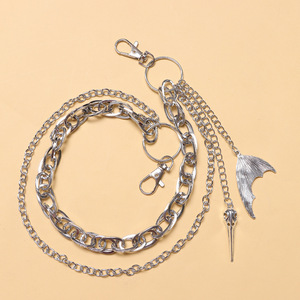 Chaîne de taille à double couche avec pendentif tête d'oiseau et queue de poisson, en argent tibétain, chaîne de corps tendance pour usage quotidien - Product Image 3