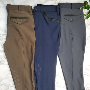 Nuovo colore grigio ginocchio Silicone cavaliere Riders equitazione pantaloni cerniera bottone alto elastico Mens pantaloni equestri abbigliamento - Product Image 6