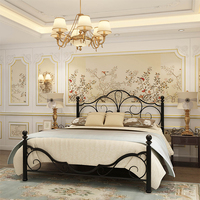 Lits modernes en métal noir/queen size lits simples vente en gros de meubles de chambre à coucher de salon bon marché rangement lit d'appoint double surélevé