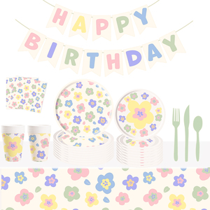 ชุดจานดอกเดซี่ลายดอกไม้แบบใช้แล้วทิ้ง DAMAI ชุดอุปกรณ์ปิกนิกสำหรับเด็ก ชุดตกแต่งงานวันเกิดเด็ก - Product Image 4