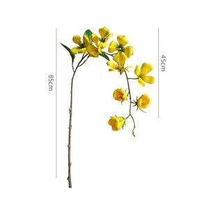 Haute Qualité En Gros Maison De Mariage Hôtel Plante <span class=keywords><strong>D</strong></span>écorative Rose-Rouge Jaune 85cm De Long Tissu De Soie À Tige Unique Fleurs Artificielles - Product Image 4