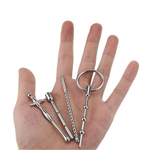 4個入りプラグビーズ尿道用、異なるサイズのステンレス製ミニソリッド尿道サウンド、初心者向けペニスプラグ - Product Image 1