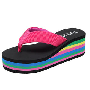 New Style Sexy Button Outdoor Winter <b>Flip</b> <b>Flops</b> for Women Thick-Soled Summer Shoes with Soft Foam Insoles Rainbow Colored Sole - Product Image 6