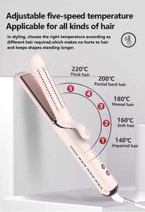 Plancha de <span class=keywords><strong>Pelo</strong></span> 2 en 1 con Calentador PTC Eléctrico Anti-quemaduras, Temperatura Ajustable 3D, Pantalla LED, Rizador de <span class=keywords><strong>Pelo</strong></span> - Product Image 4