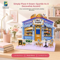 Ensemble d'ornements de Noël modernes peints à la main en 3D avec diamants, design maison en acrylique écologique, décoration murale DIY
