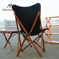 Chaise de plage pliante en bois de style moderne de haute qualité Mountainhiker, chaise de camping papillon